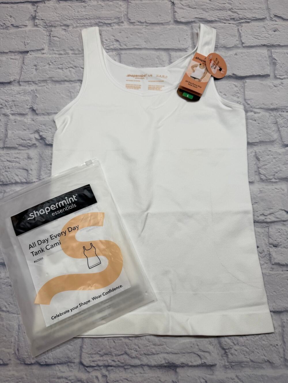 NWT Shapermint All Day White Tank Cami White Shapewear Shaping Large 62008 A791